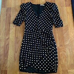 Alice + Olivia Black and White Puff Sleeve Midi dress